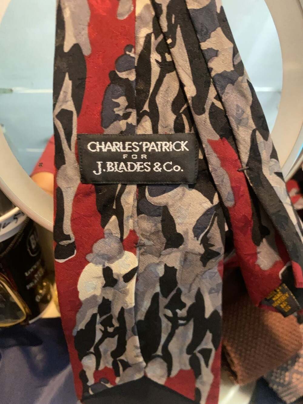 Charles Patrick for J.Blades & Co. Vintage Abstract Silk Tie Handmade in USA